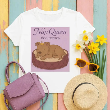 Nap Queen Dog Edition Pitt Bull T-Shirts White T-shirt
