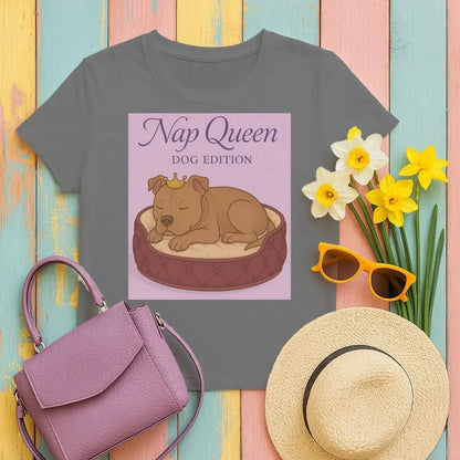 Nap Queen Dog Edition Pitt Bull T-Shirts Black T-shirt
