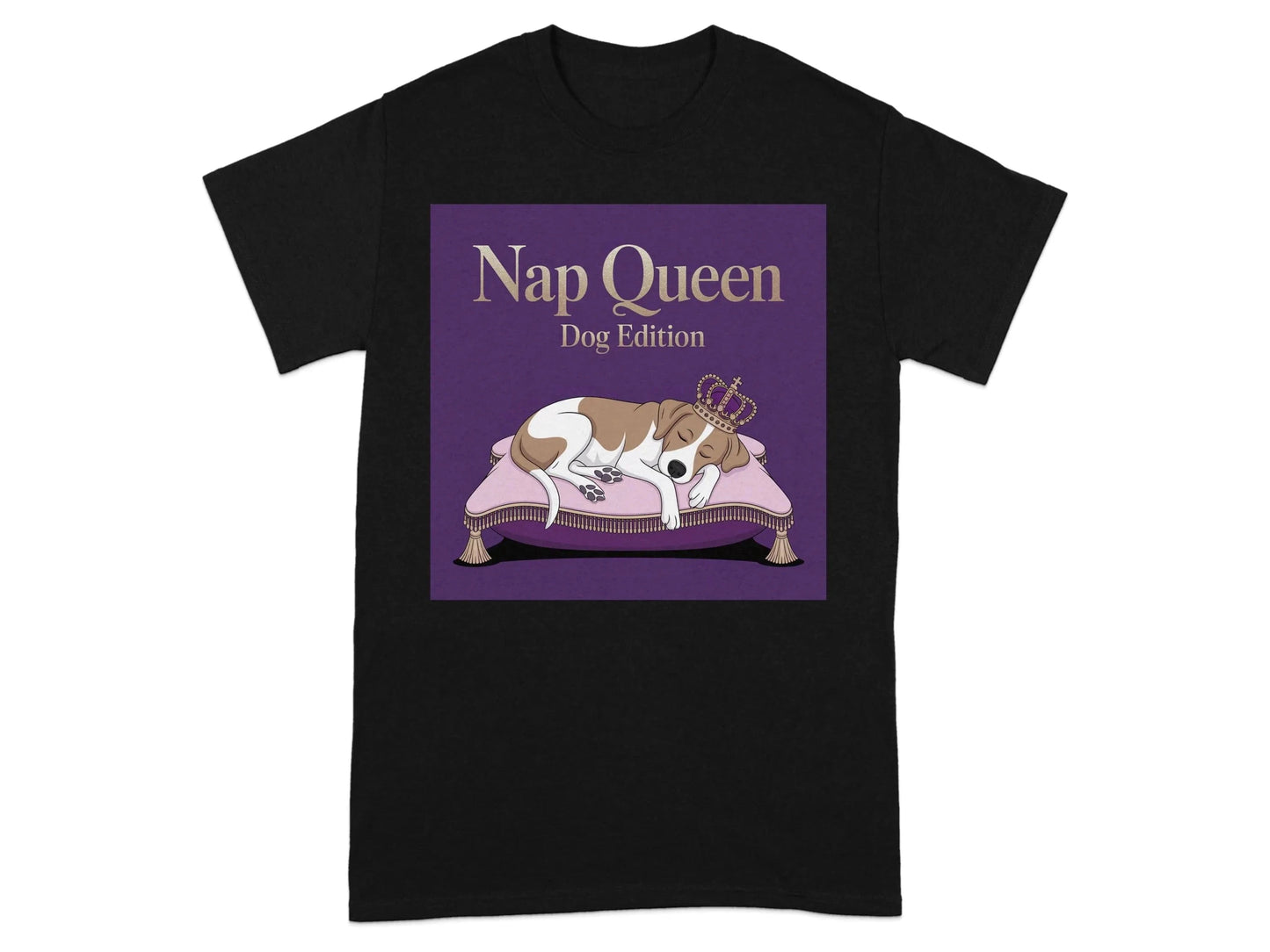 Nap Queen Dog Edition Print T-Shirts Black T-shirt