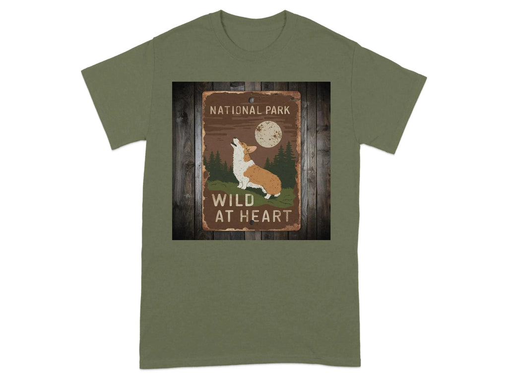 National Park Wild At Heart Dog Lovers Vintage T-Shirts Military Green T-shirt