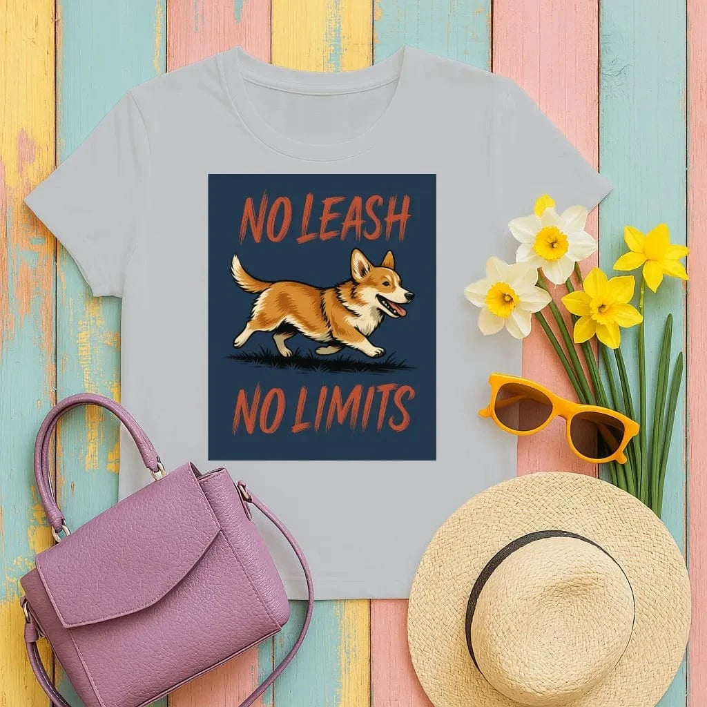 No Leash No Limits Corgi T-Shirts Gravel T-shirt
