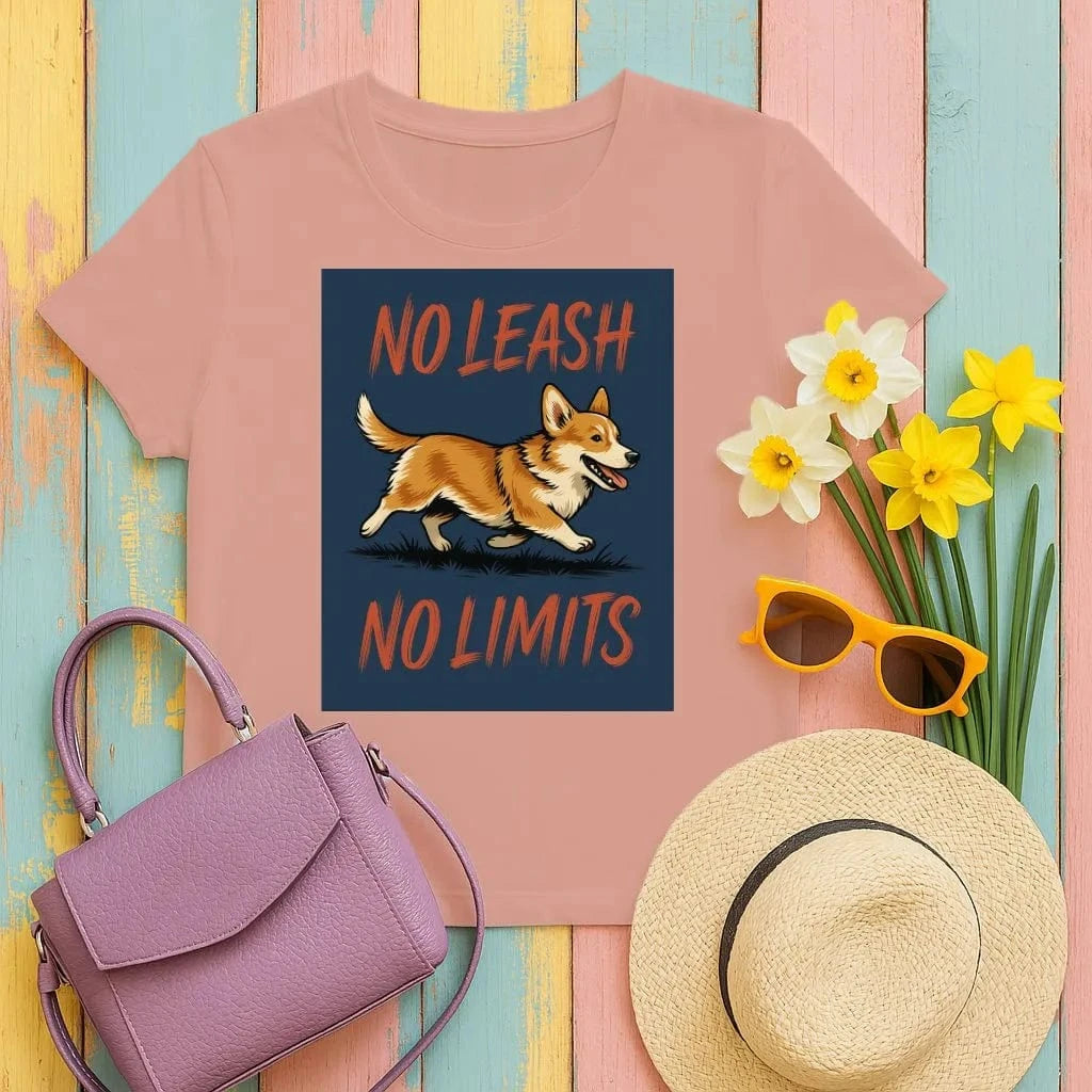 No Leash No Limits Corgi T-Shirts Sunset T-shirt