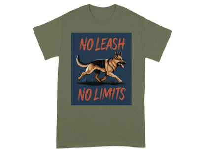 No Leash No Limits German Shepherd Dog Artistic T-Shirts T-shirt