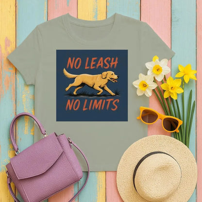 No Leash No Limits Golden Retriever Design T-Shirts Military Green T-shirt