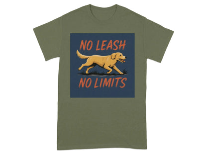 No Leash No Limits Golden Retriever Design T-Shirts T-shirt
