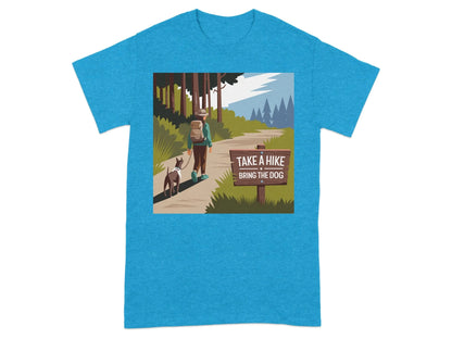 Outdoor Adventure Take A Hike Bring The Dog T-Shirts Heather Sapphire T-shirt
