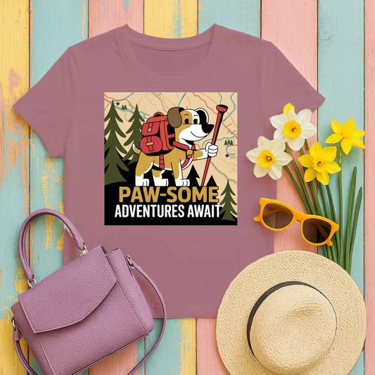 Paw-some Adventures Await T-Shirts Cardinal Red T-shirt