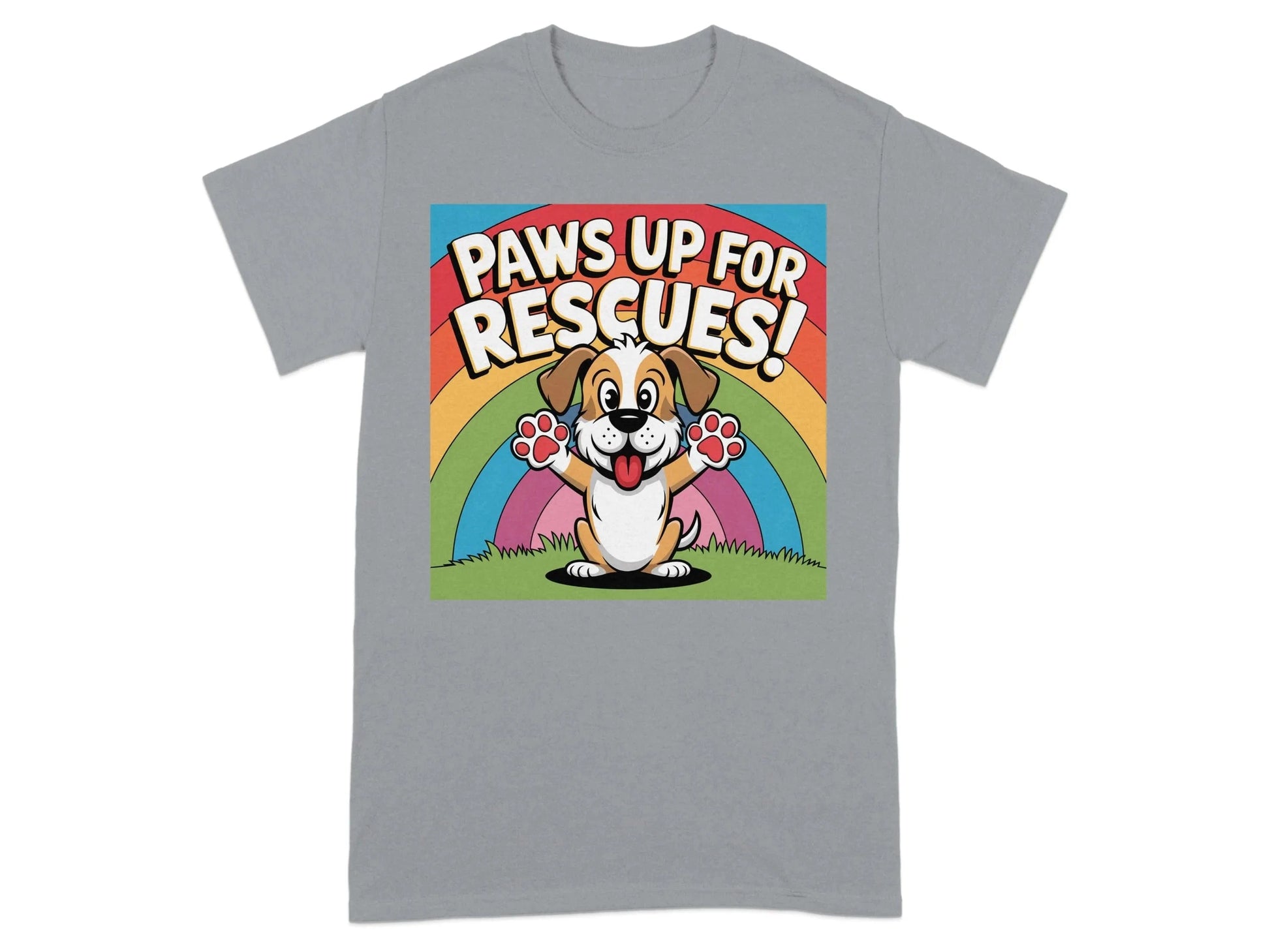 Paws Up For Rescues Colorful Dog Lovers T-Shirts T-shirt