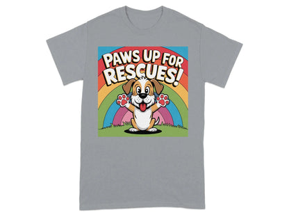 Paws Up For Rescues Colorful Dog Lovers T-Shirts T-shirt