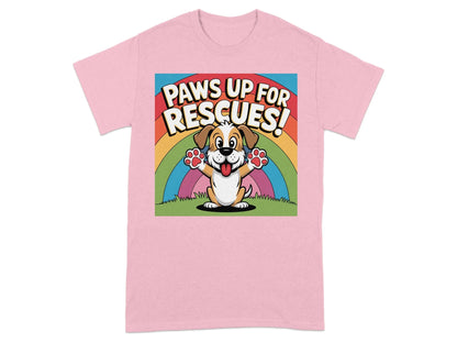 Paws Up For Rescues Colorful Dog Lovers T-Shirts Light Pink T-shirt