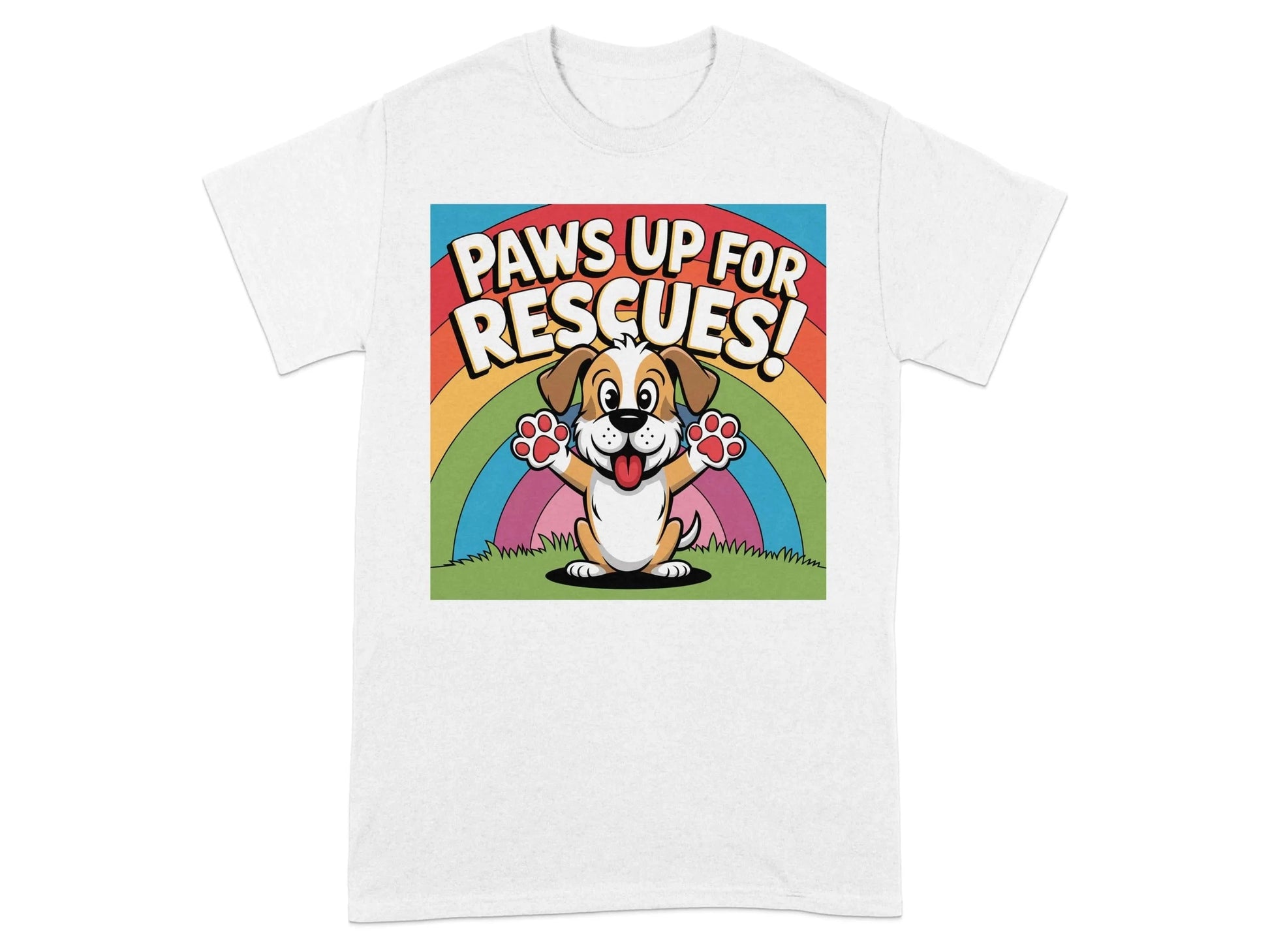 Paws Up For Rescues Colorful Dog Lovers T-Shirts White T-shirt