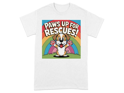 Paws Up For Rescues Colorful Dog Lovers T-Shirts White T-shirt