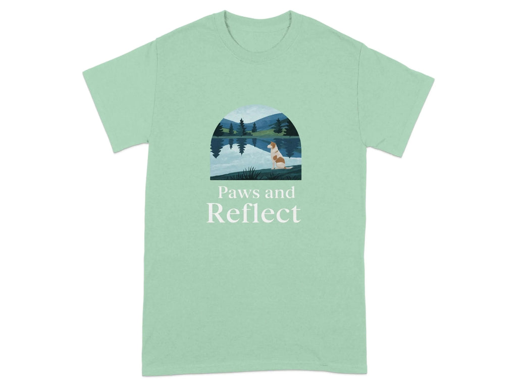 Paws and Reflect Brown and White Dog T-Shirts Mint Green T-shirt