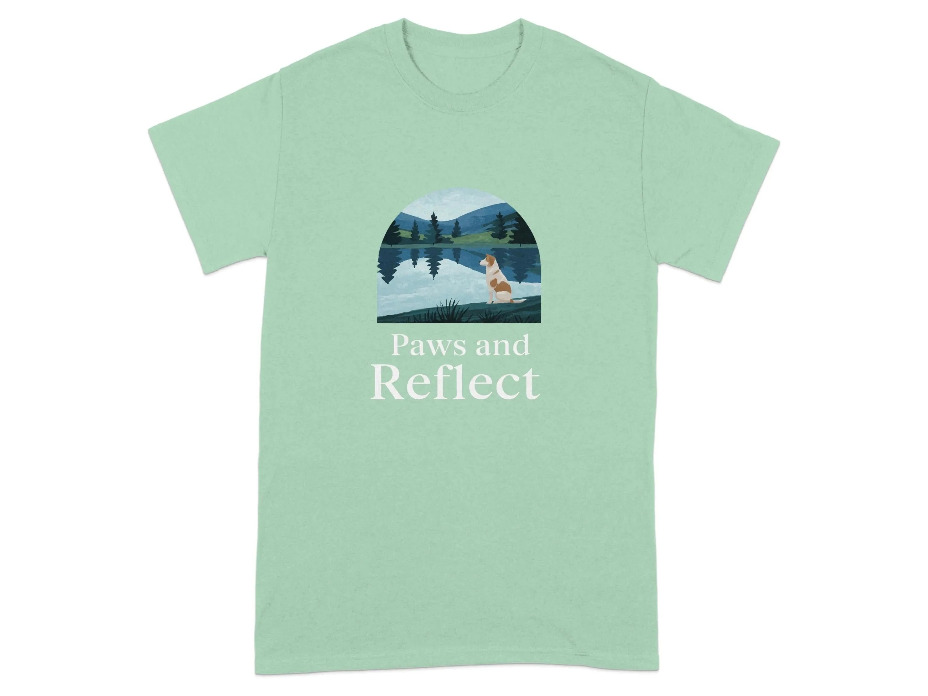 Paws and Reflect Brown and White Dog T-Shirts Mint Green T-shirt