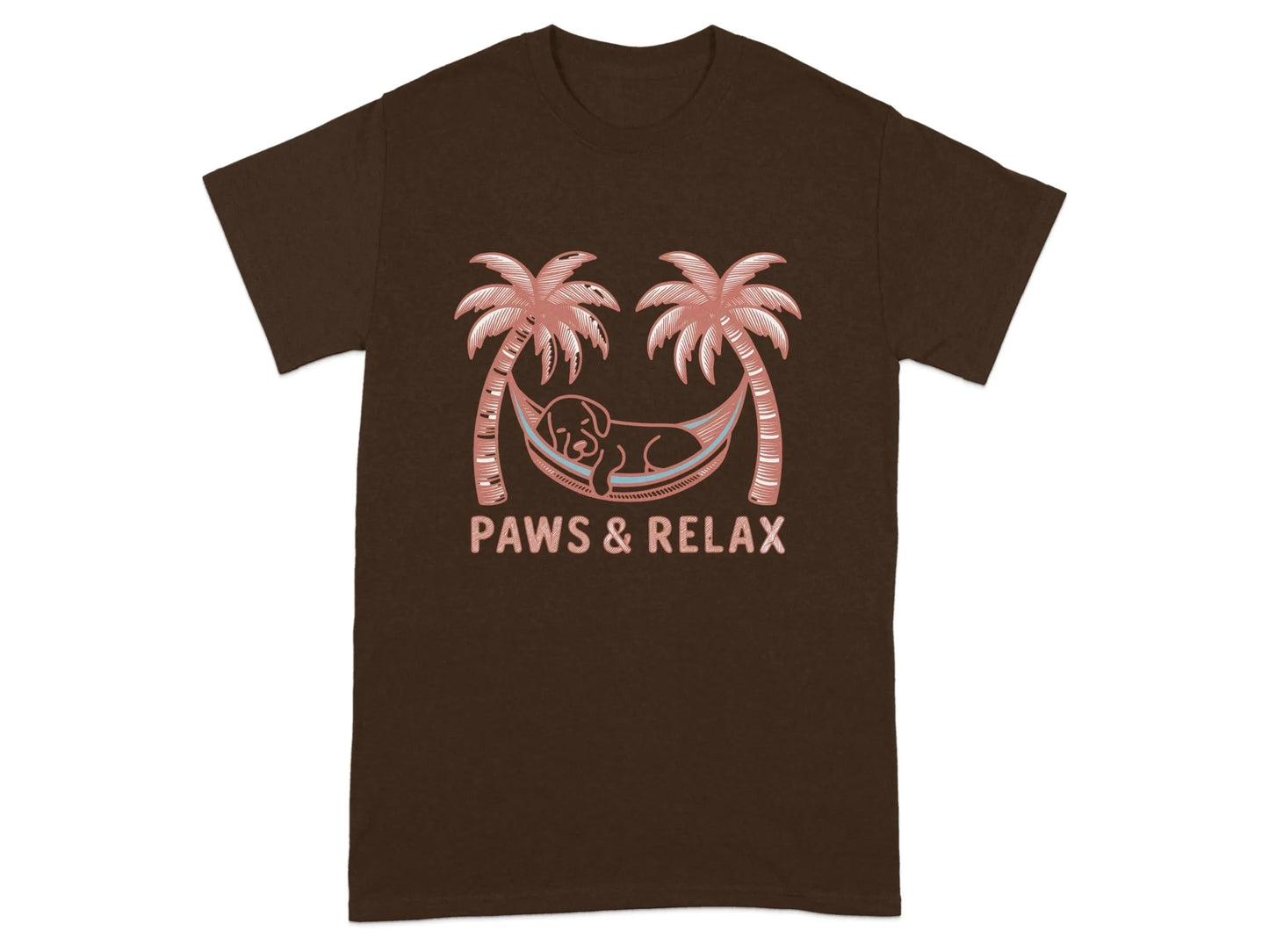 Paws and Relax Hammock Dog Design T-Shirts Russet T-shirt