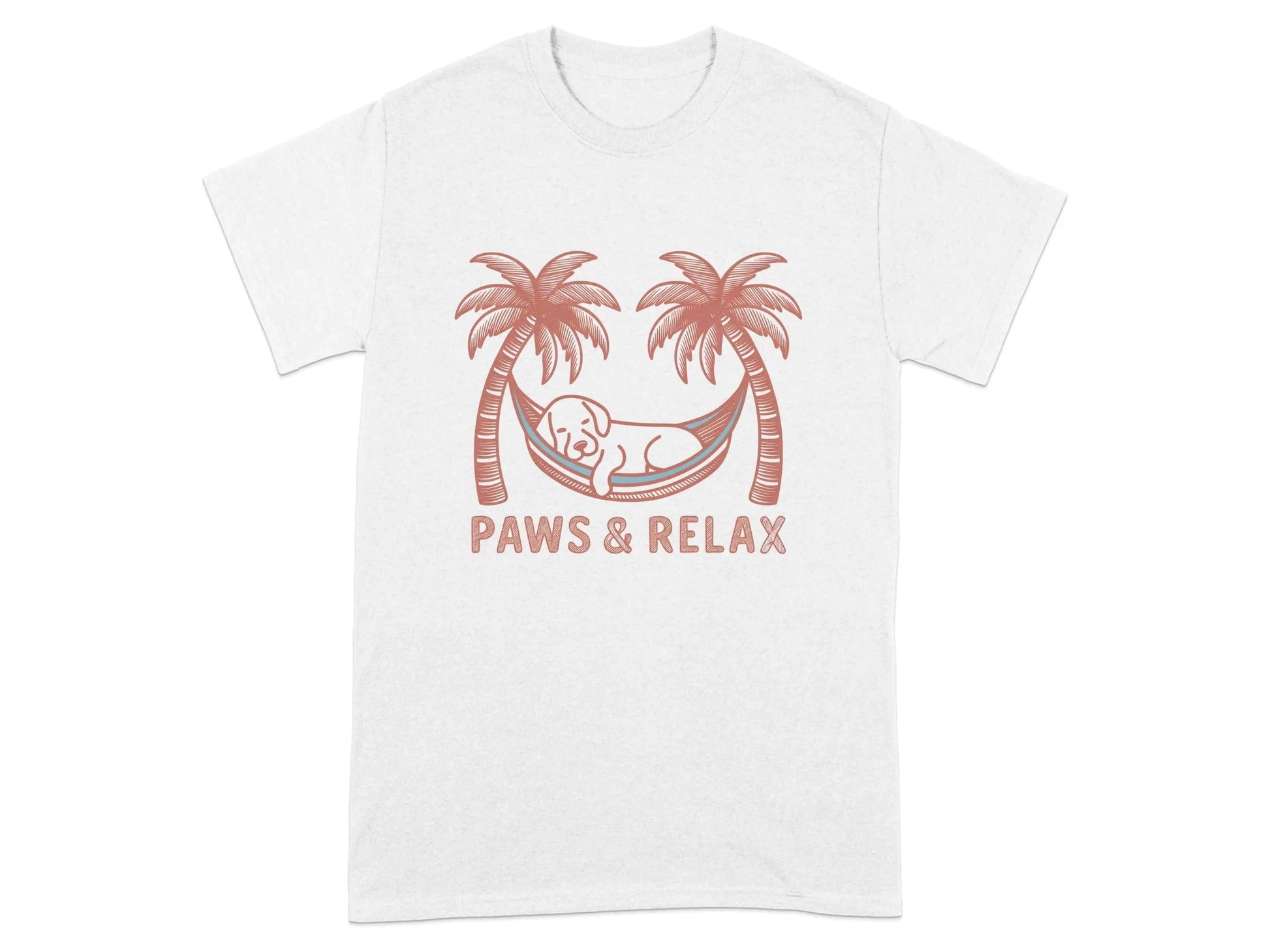 Paws and Relax Hammock Dog Design T-Shirts White T-shirt