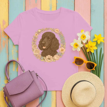 Poodle In A Floral Wreath T-Shirts Heather Radiant Orchid T-shirt