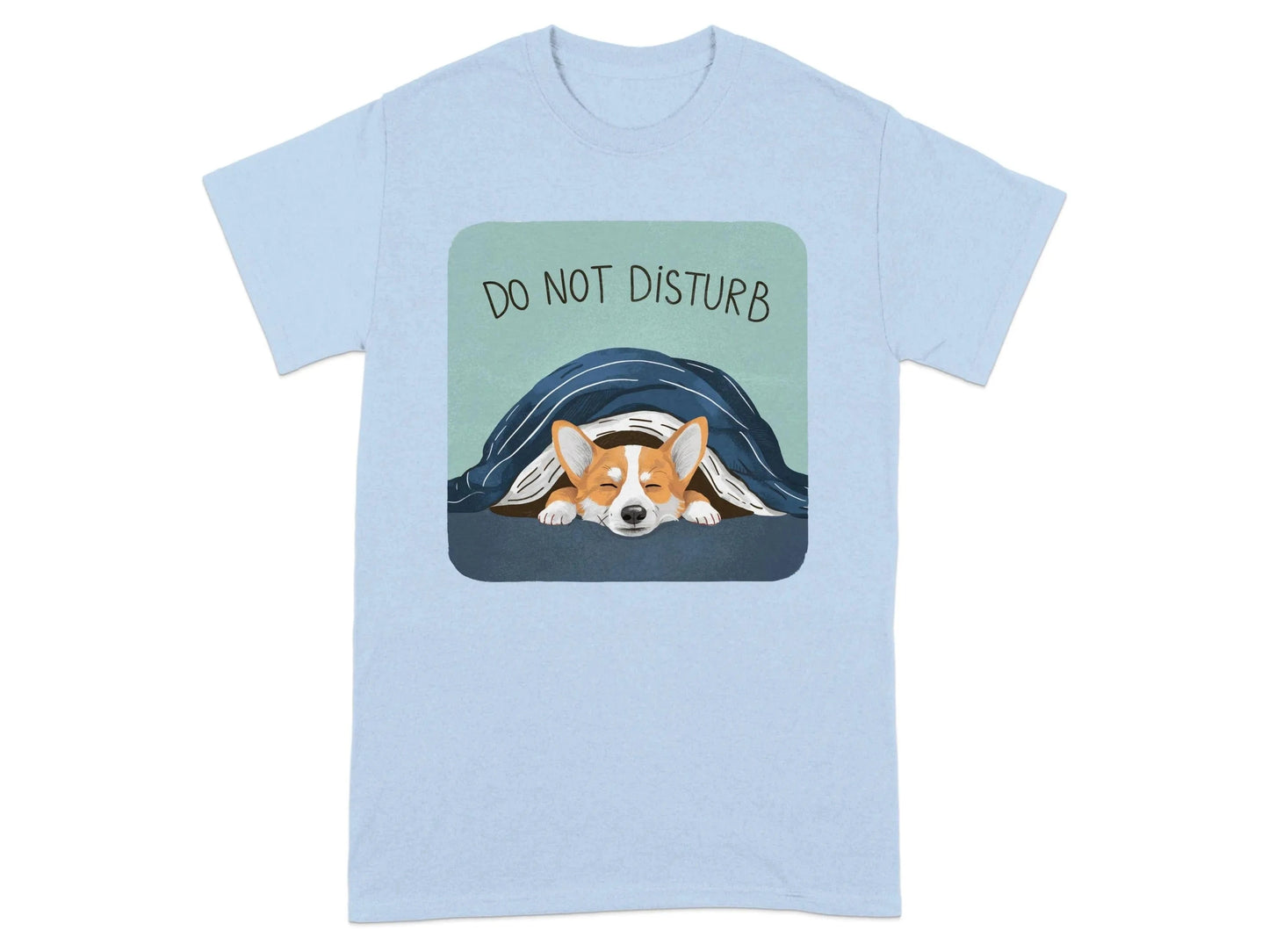 Relaxed Corgi Do Not Disturb T-Shirts Light Blue T-shirt