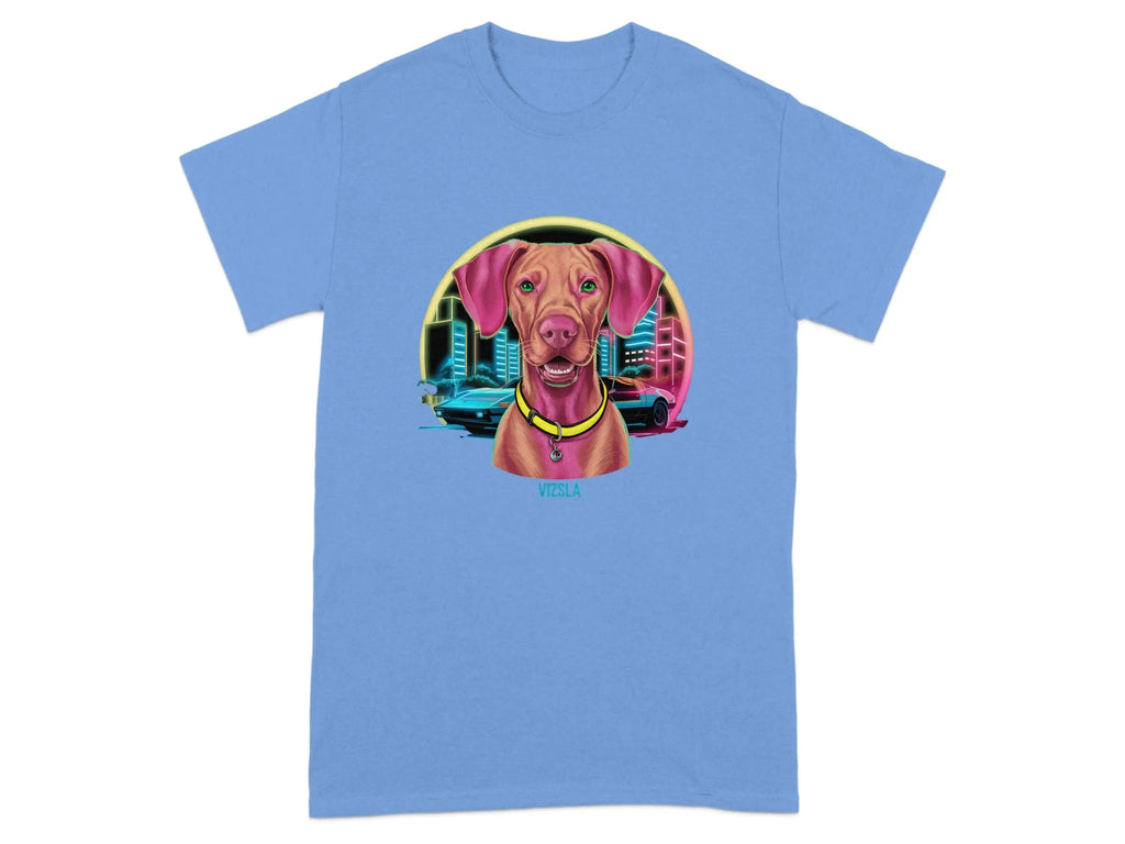 Retro Neon Vizsla T-Shirts Carolina Blue T-shirt