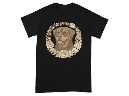 Rottweiler Dog Floral Design T-Shirts T-shirt