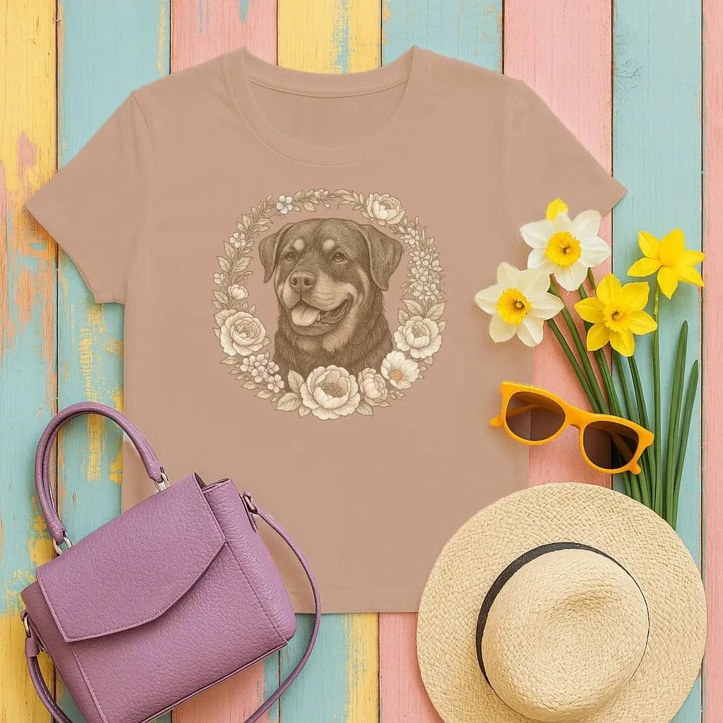 Rottweiler Dog Floral Design T-Shirts Texas Orange T-shirt