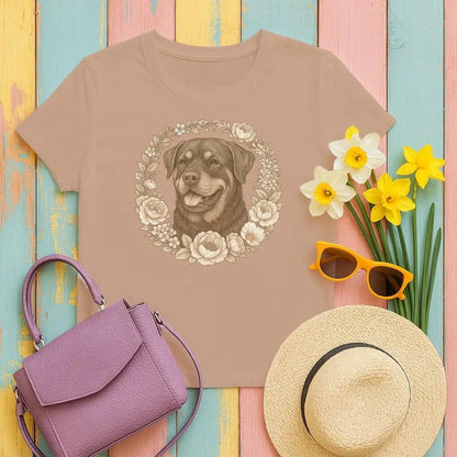 Rottweiler Dog Floral Design T-Shirts Texas Orange T-shirt
