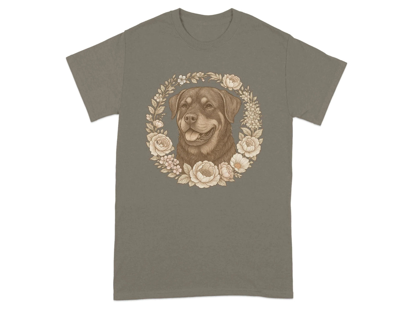 Rottweiler Dog Floral Design T-Shirts T-shirt
