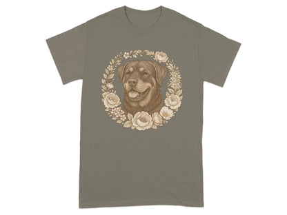 Rottweiler Dog Floral Design T-Shirts T-shirt