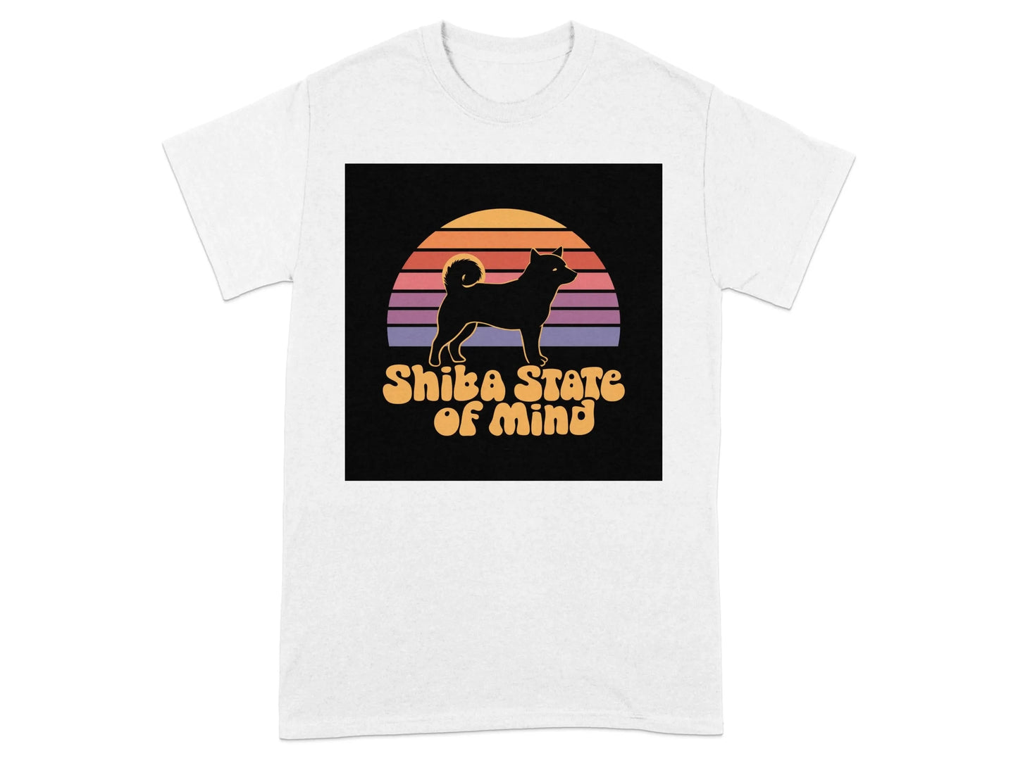Shiba State of Mind Sunset Print T-Shirts White T-shirt