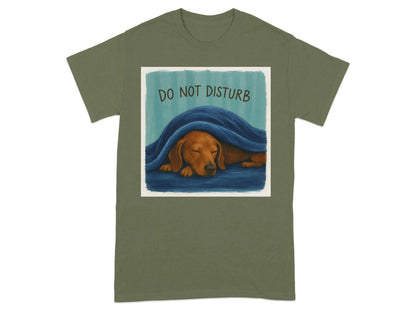 Sleeping Dachshund under Blanket T-Shirts T-shirt