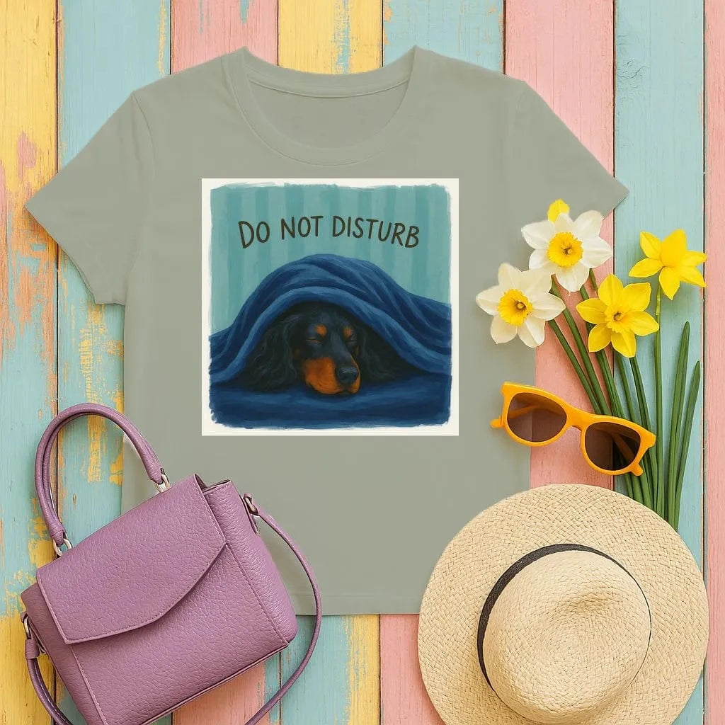 Sleeping Gordon Setter under Blanket T-Shirts Military Green T-shirt