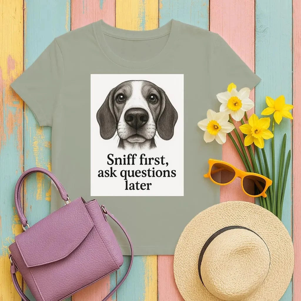 Sniff First Ask Questions Later Beagle T-Shirts Military Green T-shirt