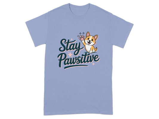 Stay Pawsitive Cute Corgi Illustration T-Shirts Violet T-shirt