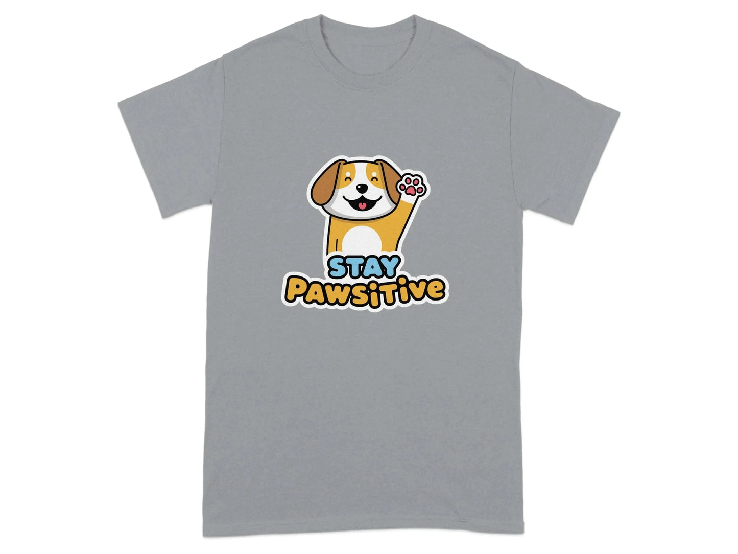 Stay Pawsitive Print Funny Dog T-Shirts Gravel T-shirt