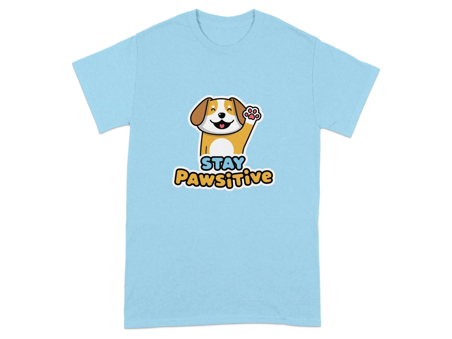 Stay Pawsitive Print Funny Dog T-Shirts Sky T-shirt