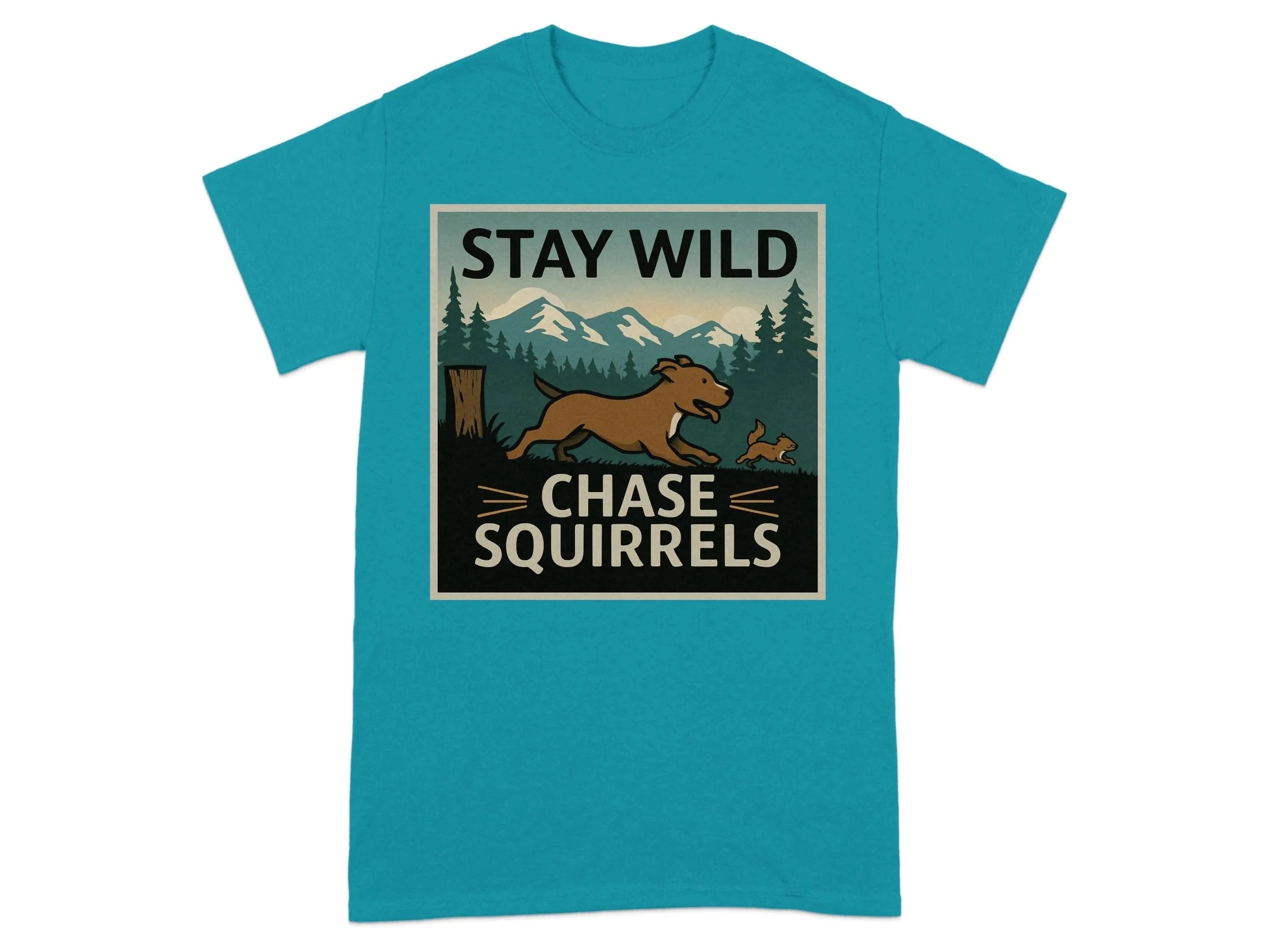 Stay Wild Chase Squirrels Pitt Bull T-Shirts Tropical Blue T-shirt