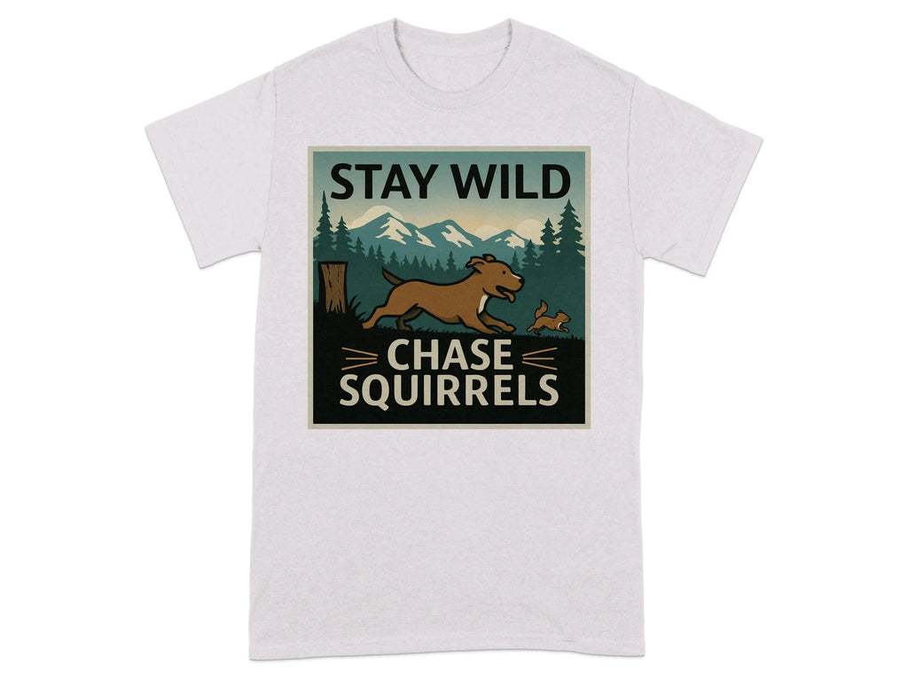 Stay Wild Chase Squirrels Pitt Bull T-Shirts Ice Grey T-shirt