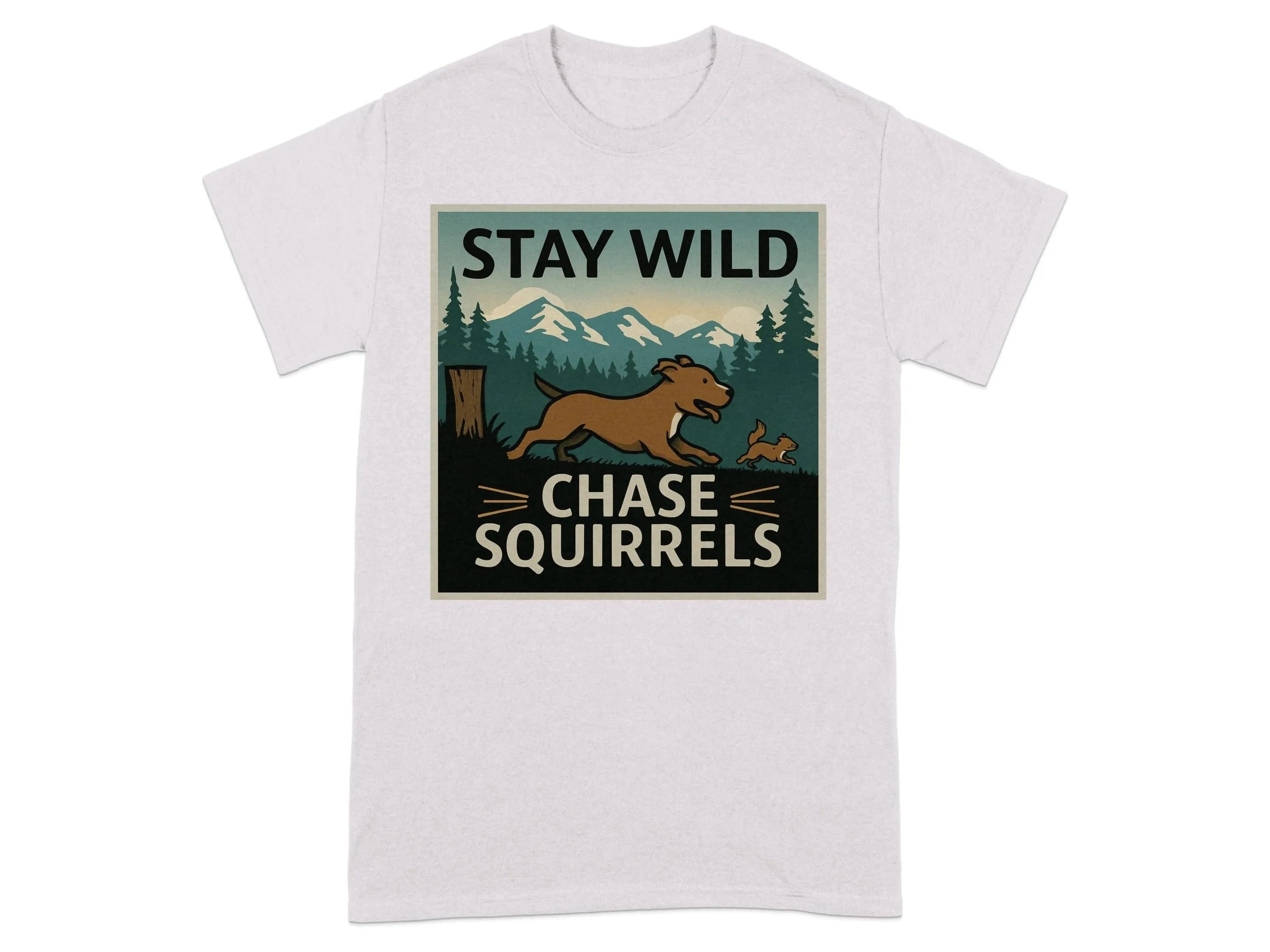 Stay Wild Chase Squirrels Pitt Bull T-Shirts Ice Grey T-shirt