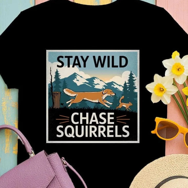 Stay Wild Chase Squirrels T-Shirts T-shirt