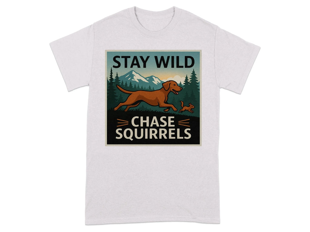 Stay Wild Chase Squirrels Vizsla T-Shirts Ice Grey T-shirt