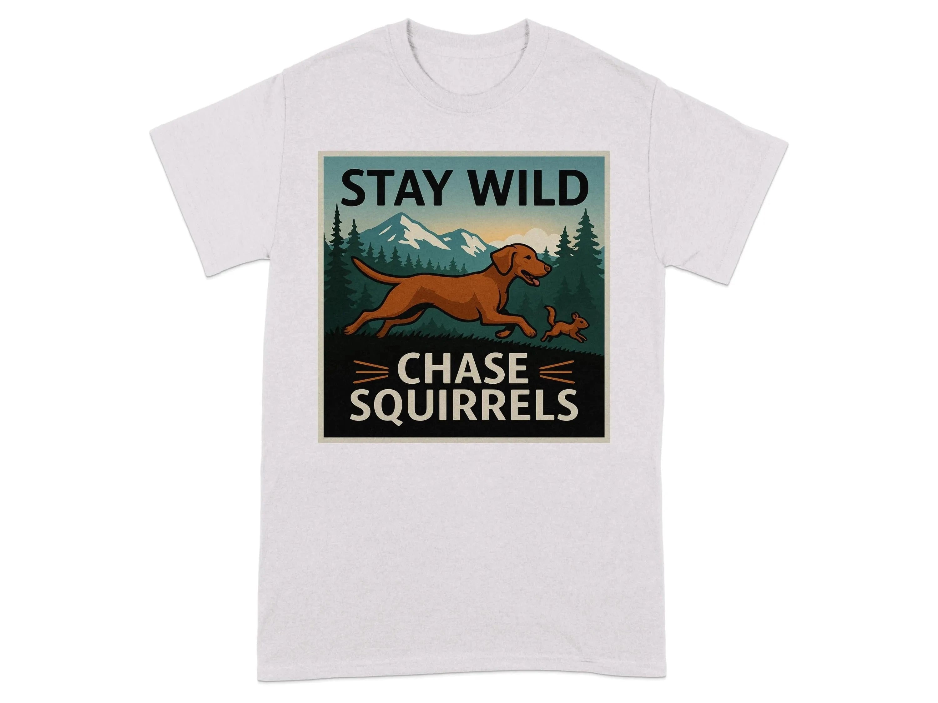 Stay Wild Chase Squirrels Vizsla T-Shirts Ice Grey T-shirt