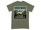 Stay Wild Chase Squirrels Yellow Lab T-Shirts Military Green T-shirt
