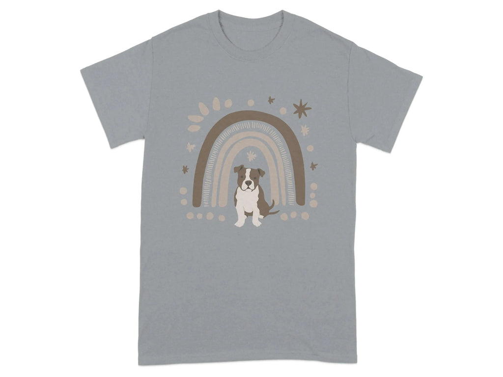 Stylish Pitt Bull and Rainbow Print T-Shirts Gravel T-shirt