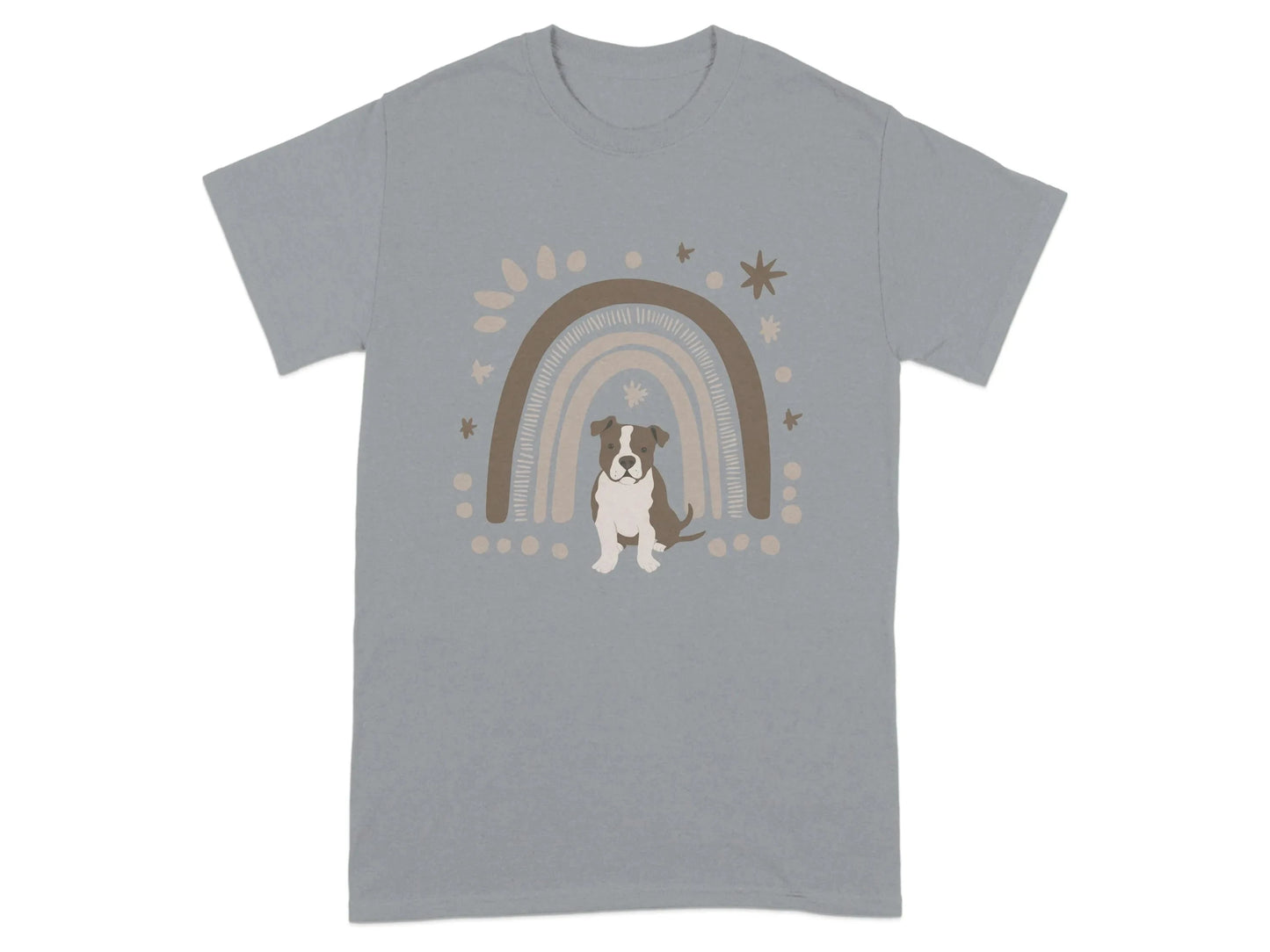 Stylish Pitt Bull and Rainbow Print T-Shirts Gravel T-shirt
