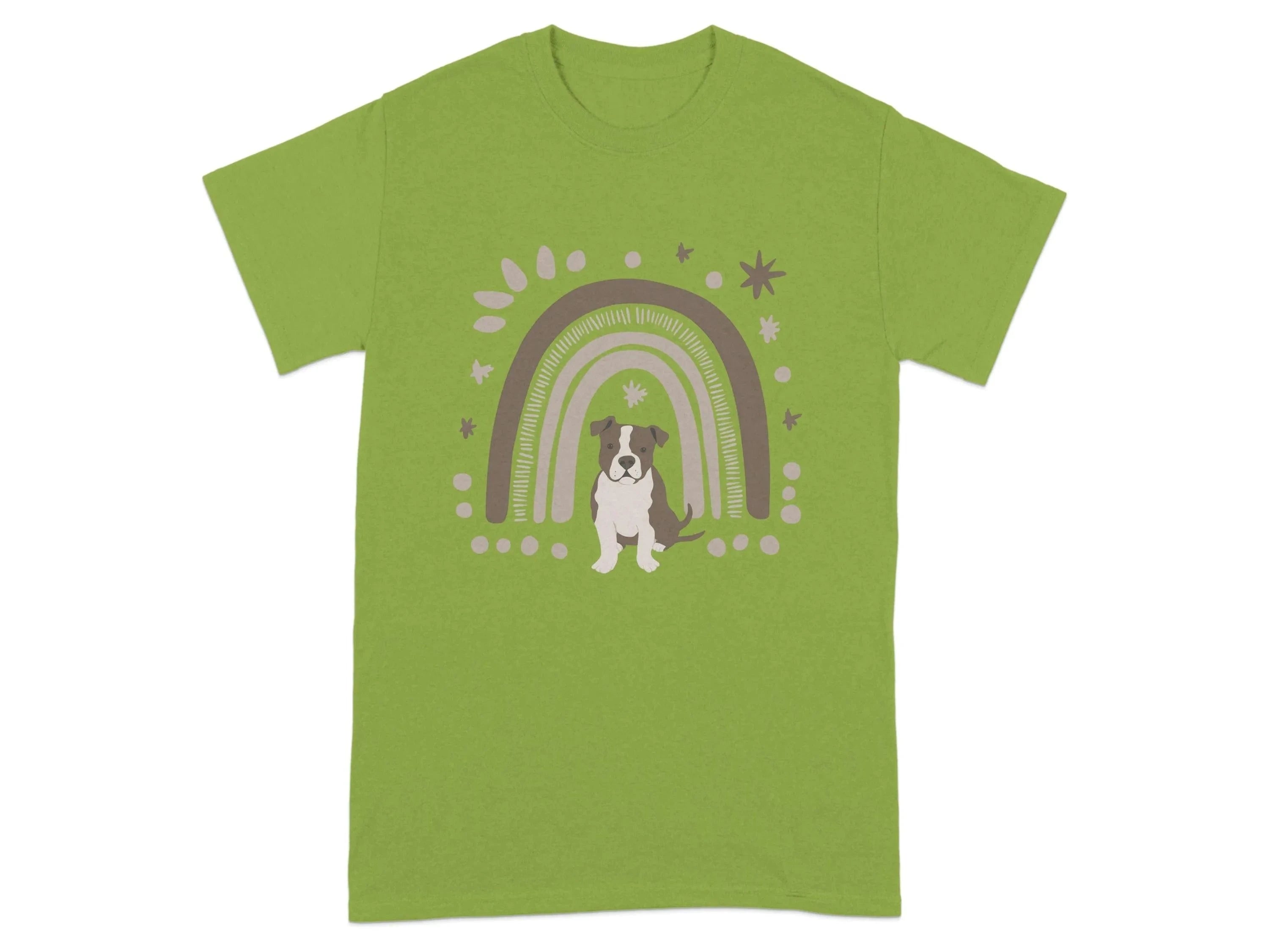 Stylish Pitt Bull and Rainbow Print T-Shirts Kiwi T-shirt