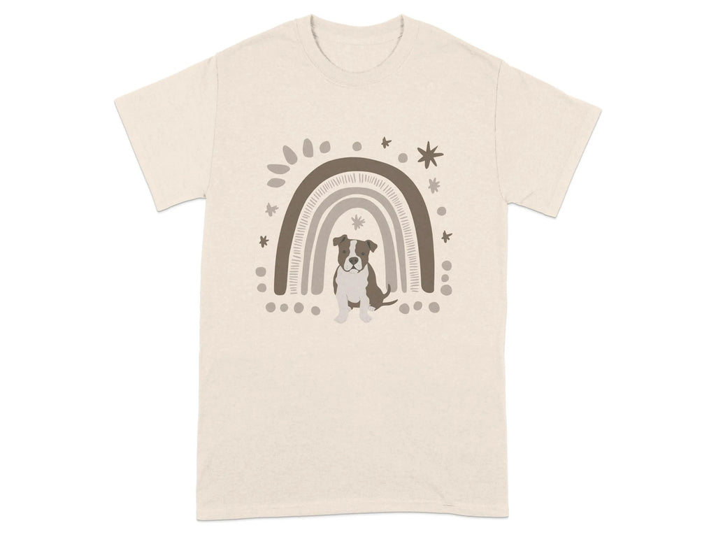 Stylish Pitt Bull and Rainbow Print T-Shirts Natural T-shirt