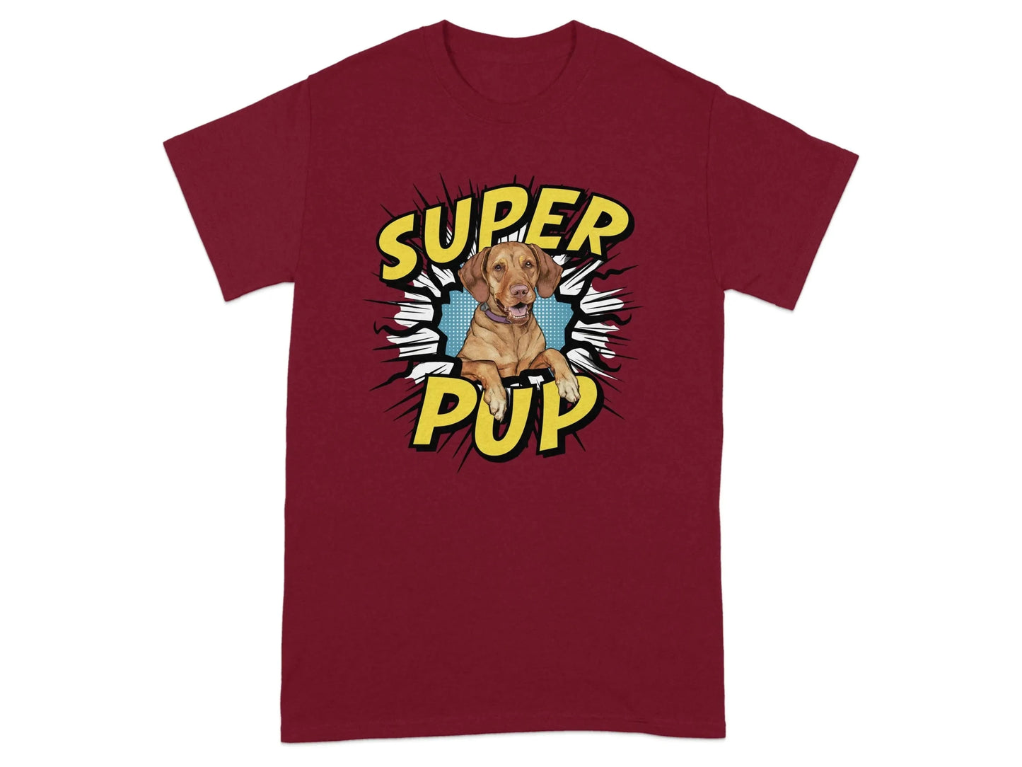 Super Pup Dog Superhero Comic T-Shirts Cardinal Red T-shirt