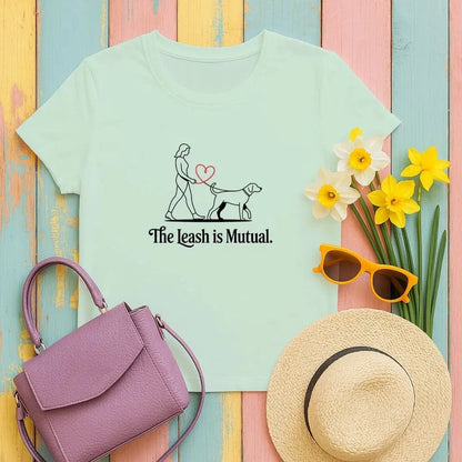 The Leash is Mutual Dog Walking Design T-Shirts Mint Green T-shirt