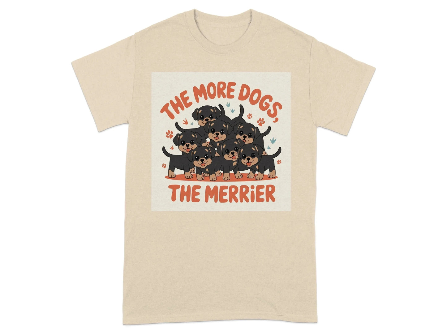 The More Dogs The Merrier Cute Puppy Theme T-Shirts Sand T-shirt