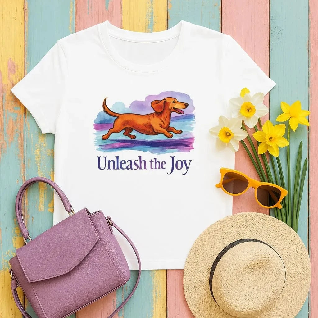 Unleash The Joy Dog Dachshund T-Shirts White T-shirt